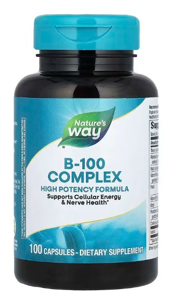 Nature's Way B-100 Complex: 100 Capsules for Metabolism, Nervous System, Immunity & Heart Health