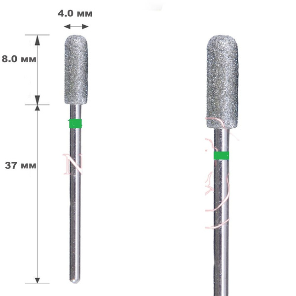 VladMiva Diamond Burr: 4mm Cylindrical, Rounded Edge, Green Ring (50 Pcs)