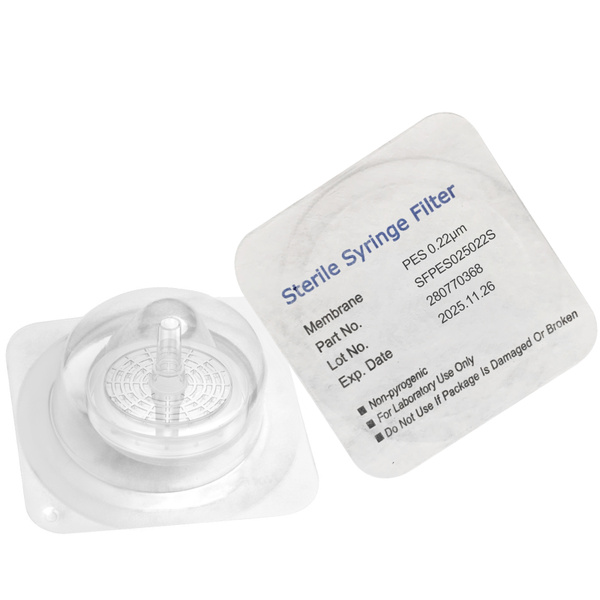 Sterile Hydrophilic Syringe Filter, 25mm, 0.22µm PES Membrane, High Flow Rate (10 Pack)