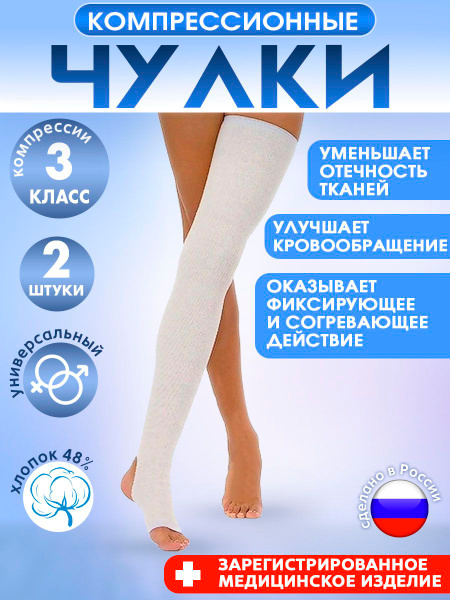 Compression Stockings (LPP Pharm) - White, Class 3, 1 Pair