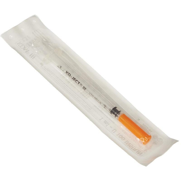 KD-ject III Insulin Syringes (100 Pack): 0.3ml U-100, Integrated 30G x 8mm Needle