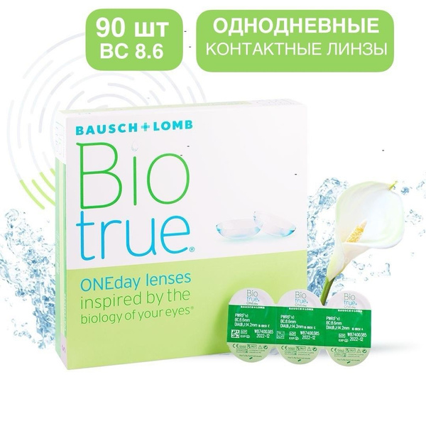 Bausch + Lomb Biotrue ONEday Contact Lenses (90 Pack, -5.00, 8.6 Radius)