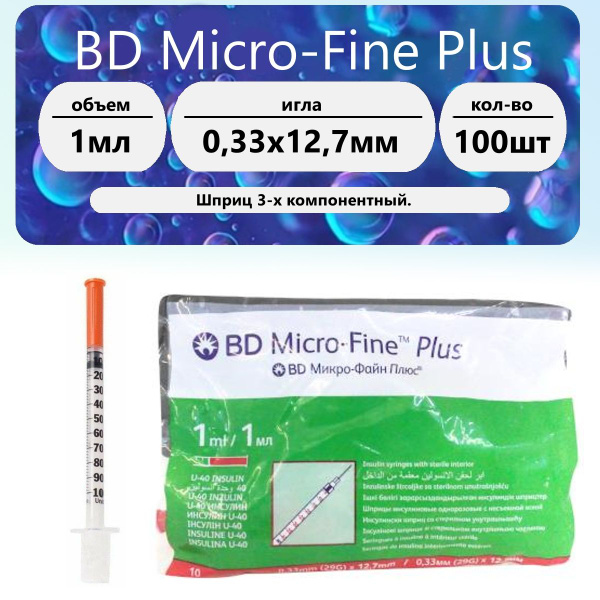 Insulin Syringes U-40, 1ml, 30G (12.7 x 0.33mm), 100 Count