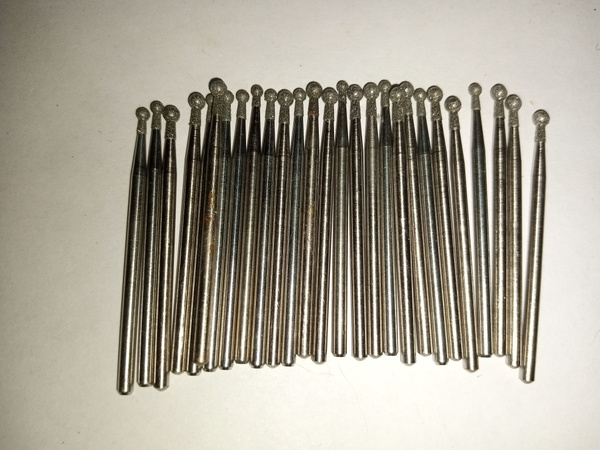 Diamond Coated Carbide Burrs with "Collar" - Blue Ring - 2.1mm (2pc), 2.3mm (10pc), 2.7mm (15pc) - Discounted