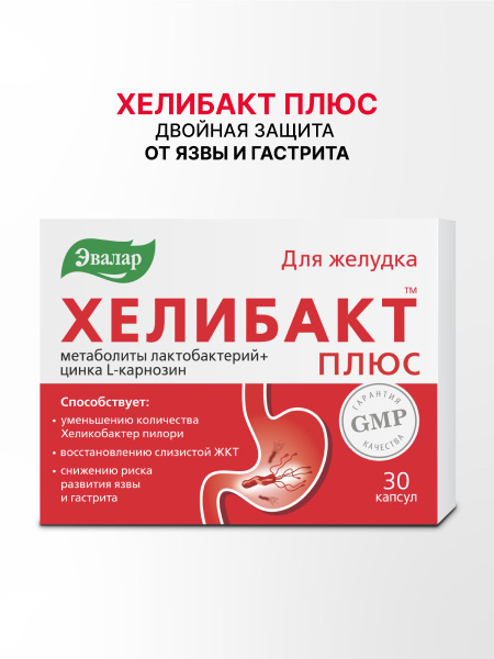 Helicobacter Pylori Treatment: Evalar Helibact Plus Capsules (Zinc, L-Carnitine, L-Glutamine)