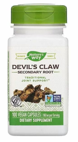 Devil's Claw 480mg (100 Capsules): Reduces Joint Inflammation, Back Pain, Muscle Spasms & Strains