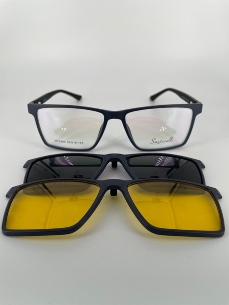 Santarelli ST2265 Magnetic Clip-On Sunglasses: Plastic Frame, 2 Lenses