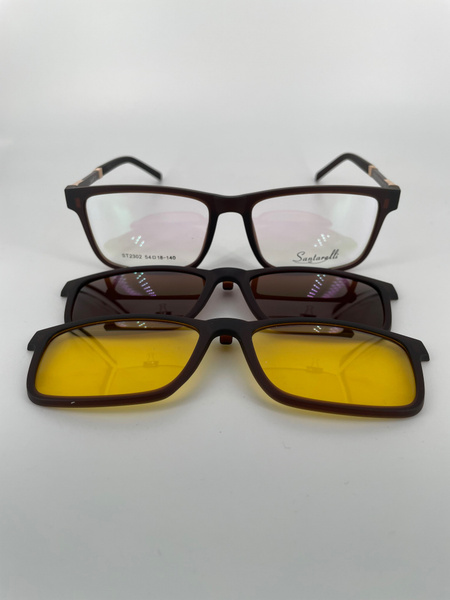 Santarelli ST2302 Magnetic Clip-On Sunglasses: Plastic Frame, 2 Lenses