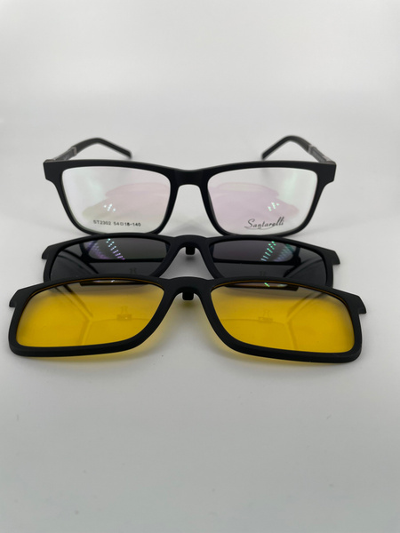 Santarelli ST2302 Magnetic Clip-On Sunglasses: Plastic Frame, 2 Lenses