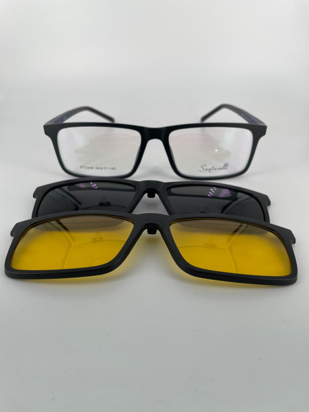 Santarelli ST2299 Magnetic Clip-On Sunglasses: Plastic Frame, 2 Lenses