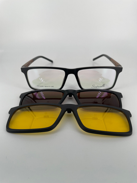 Santarelli ST2299 Magnetic Clip-On Sunglasses: Plastic Frame, 2 Lenses