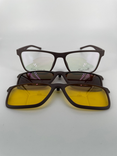 Santarelli ST2303 Magnetic Clip-On Sunglasses: Plastic Frame, 2 Lenses