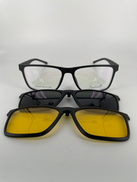 Santarelli ST2303 Magnetic Clip-On Sunglasses: Plastic Frame, 2 Lenses