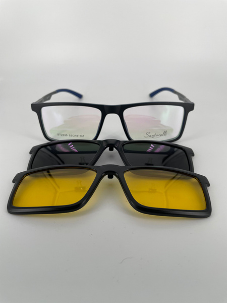 Santarelli ST2335 Magnetic Clip-On Sunglasses: Plastic Frame, 2 Lenses