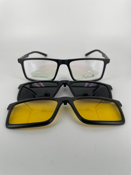 Santarelli ST2335 Magnetic Clip-On Sunglasses: Plastic Frame, 2 Lenses
