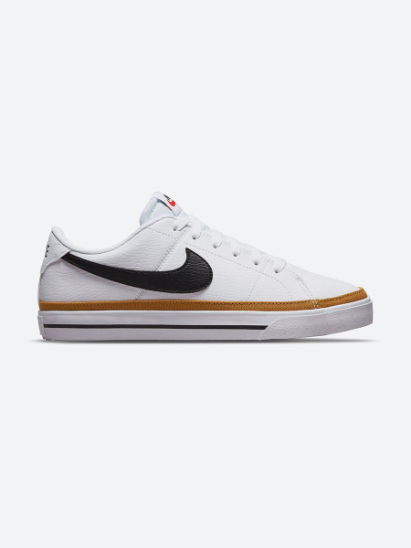 Nike W Court Legacy Lo Nn — Women's Closed-Toe Lace-Up Shoes, White/Black-Desert Ochre-Team Orange, Artificial Leather, All-Season