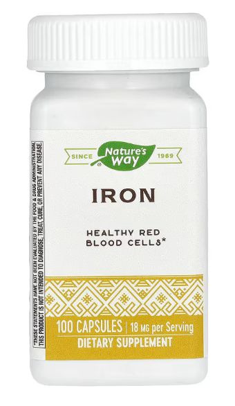 Nature's Way Iron 18mg (100 Capsules): Energy, Metabolism & Anemia Support