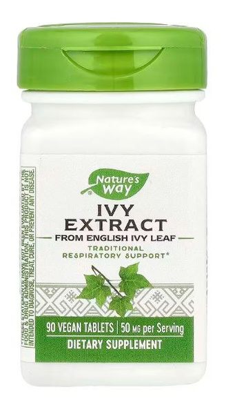 Nature's Way Ivy Extract 25mg: Cough Relief & Bronchial Support (90 Tablets)