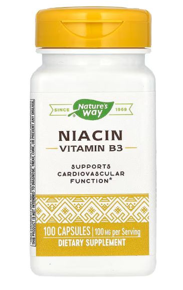 Nature's Way Niacin 100mg (100 Capsules): Boosts Energy, Supports Nervous System & Circulation