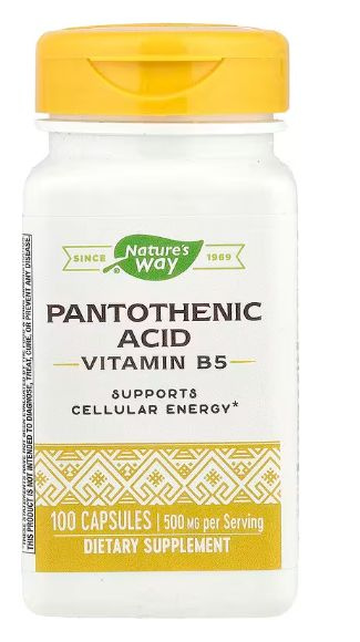 Nature's Way Pantothenic Acid 100 Capsules: Supports Nervous System, Hair Growth & Skin Health