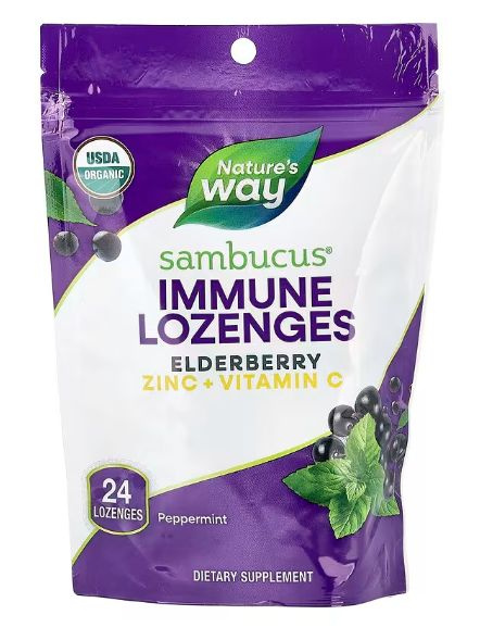 Immune Support Peppermint Lozenges (24 ct) - Nature's Way Sambucus Zinc