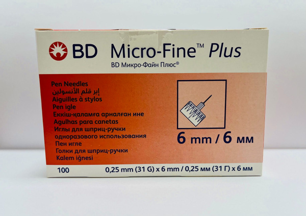 BD Micro-Fine Plus 31G Insulin Pen Needles (0.25mm x 6mm), 100 Count