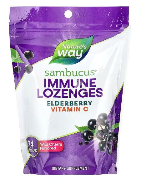 Immune-Boosting Cherry Lozenges (24ct) - Nature's Way Sambucus Vitamin C: Cold & Flu Relief