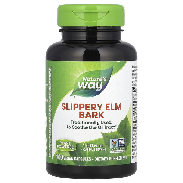 Slippery Elm 100 Capsules: Gastritis, Heartburn, IBS Relief (Nature's Way)
