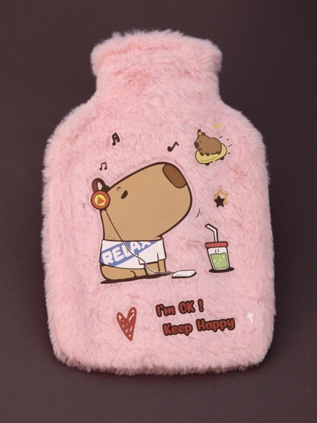 Reusable Plush Capybara Hand Warmer (Pink, 300ml)