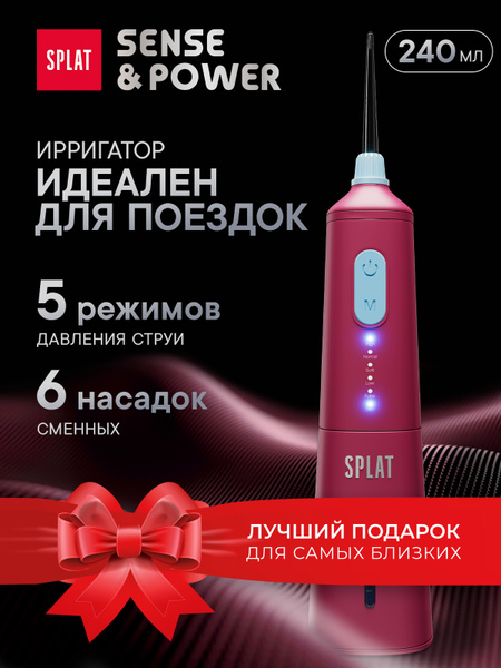 SPLAT Sense&Power Portable Water Flosser: 6 Nozzles, Waterproof, Timer