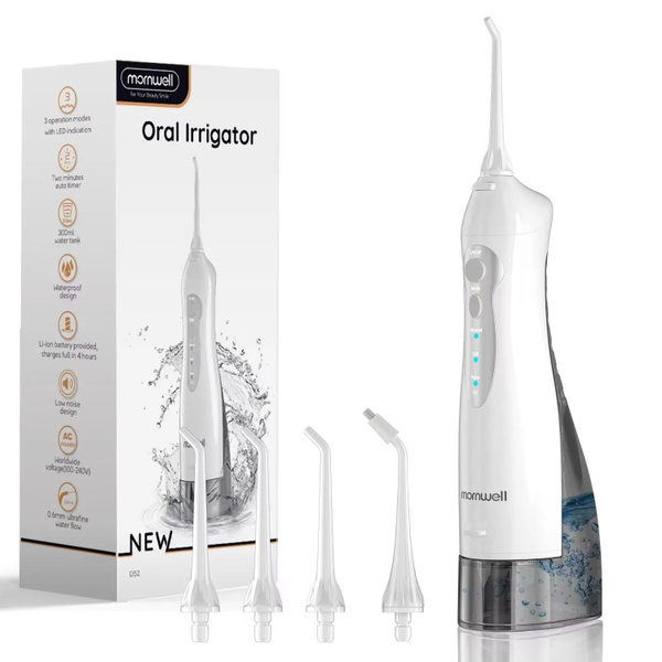 MORNWELL D52 Portable Water Flosser: 300ml, 4 Tips, USB Rechargeable