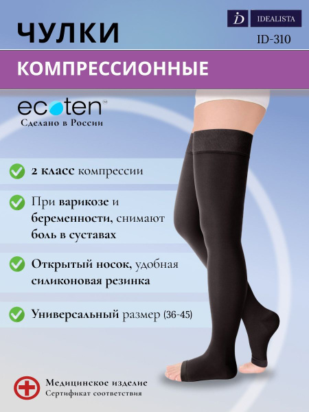 Idealista Black Compression Stockings, Class 2