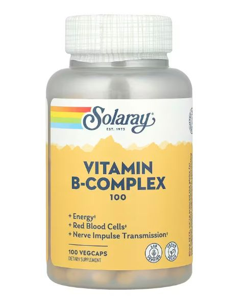 Solaray Vitamin B-Complex 100mg: Energy, Metabolism & Stress Support (100 Capsules)