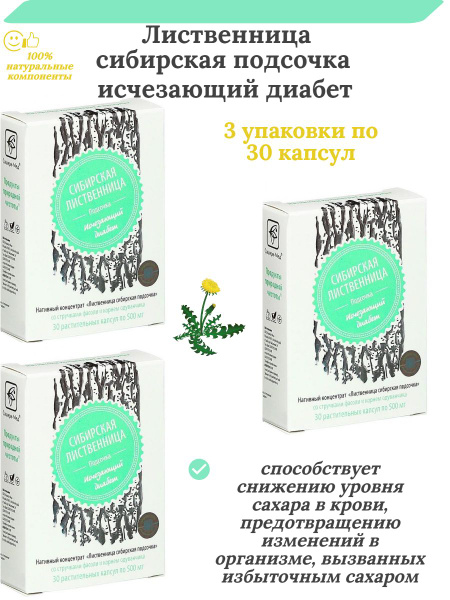 Siberian Larch Extract with Bean & Dandelion: Type 2 Diabetes Support, 90 Capsules