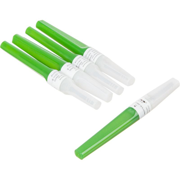 21G (0.8x25mm) Green Double-Ended Needles with FlashBack Visibility - 100/Pack