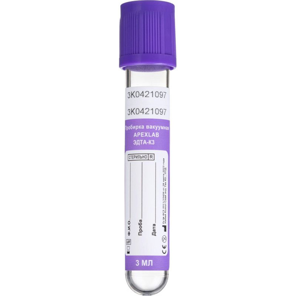 ApexLab EDTA K3 Vacutainer Tubes (3ml, 13x75mm), 100/pack