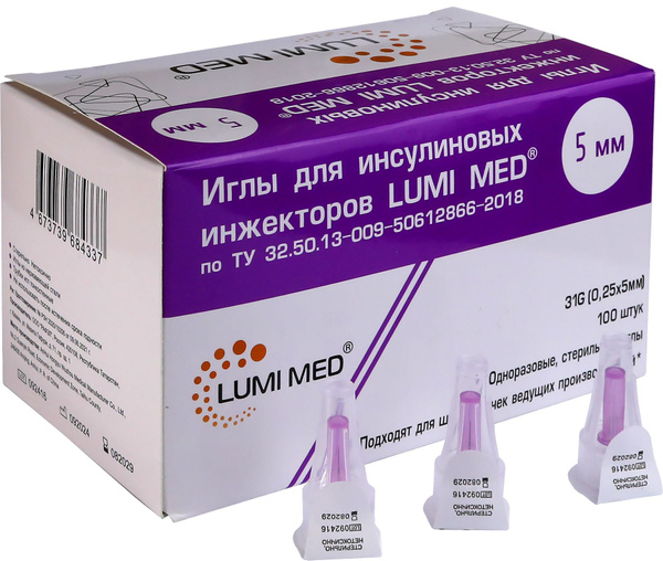 LUMI MED Insulin Pen Needles 31G (0.25x5mm) - 100 Count