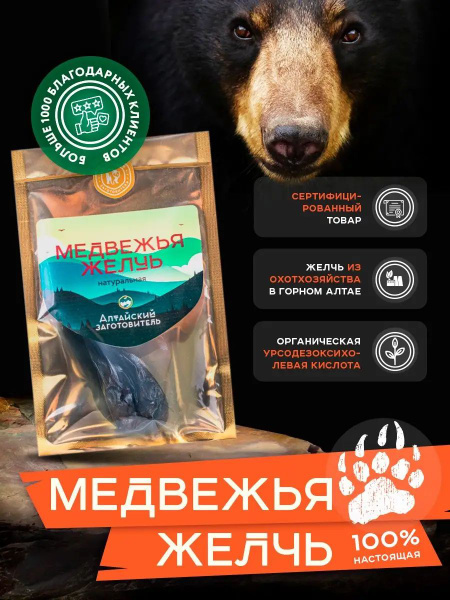 Altai Natural Dried Bear Gallbladder - Brown Bear Dry Bile, 30g
