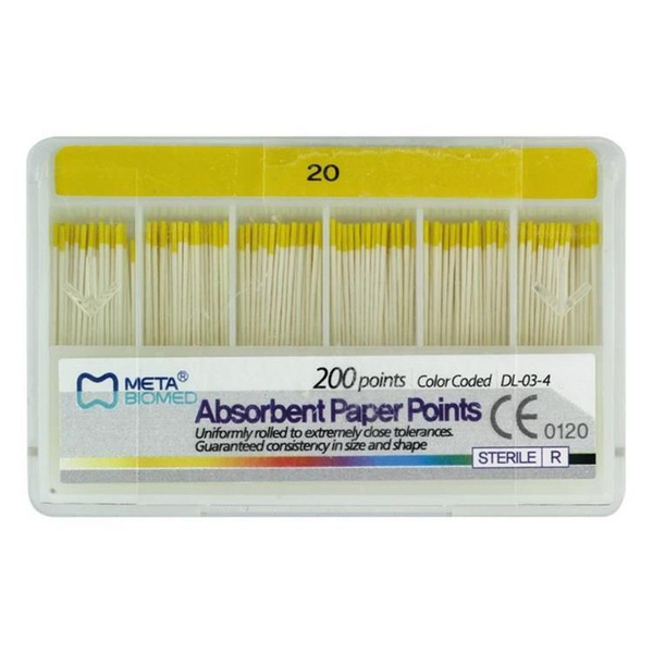 Medenta Dental Paper Points Cone 0.2 #20, 200/Pack (Absorbent)