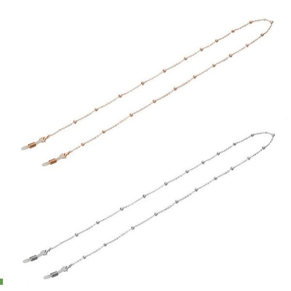 Sunglasses Retainer with Anti-Slip Beads - 2 Pack Metal Chains for Women