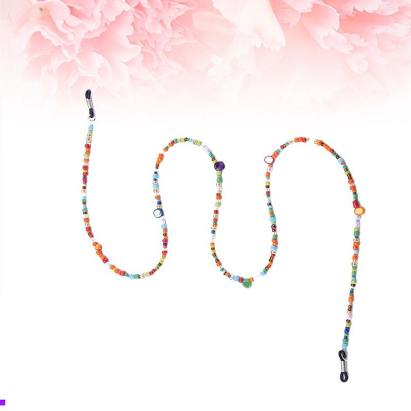 Stylish Beaded Sunglasses with Neck Cord (Multicolor)