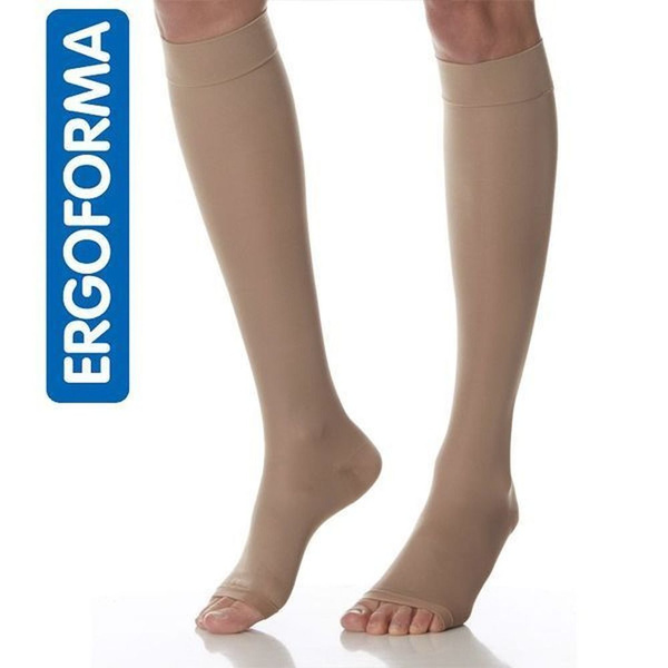 Compression Socks: Beige & White, 20-30 mmHg, 1 Pair