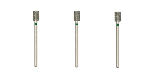VladoMiVa Diamond Nail Drill Bit for Manicure & Pedicure - Cylinder, Side & End Cutting, 5.0mm, Green, 3 Pcs