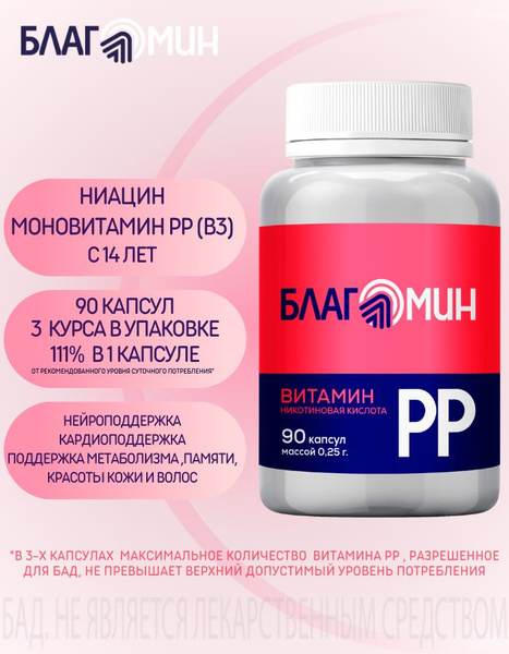 BlagoMin Niacin (Nicotinic Acid & Nicotinamide) 20mg - 90 Capsules