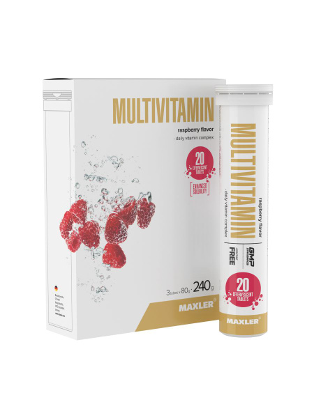 Maxler Multivitamin Effervescent Tablets - Raspberry Flavor (3x20 count)