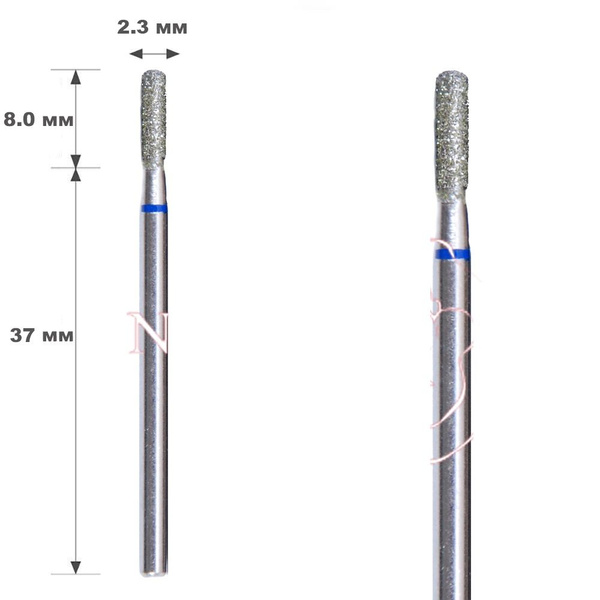 20 Pcs 2.3mm Diamond Burs Cylinder Rounded Edge Blue Ring VladMiva