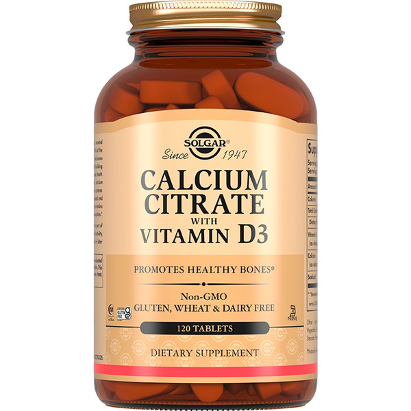 Solgar Calcium Citrate + Vitamin D3 Tablets 1602mg | 120 Count | Dietary Supplement