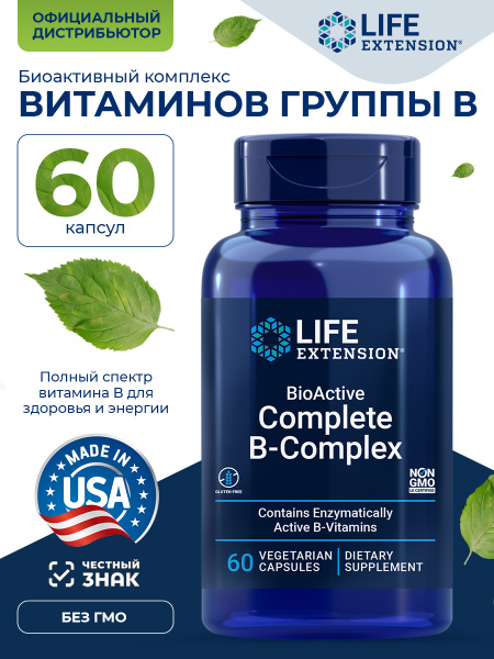 Life Extension B-Complex Vitamins for Energy & Brain Function, 60 Capsules | Supports Hemoglobin Synthesis