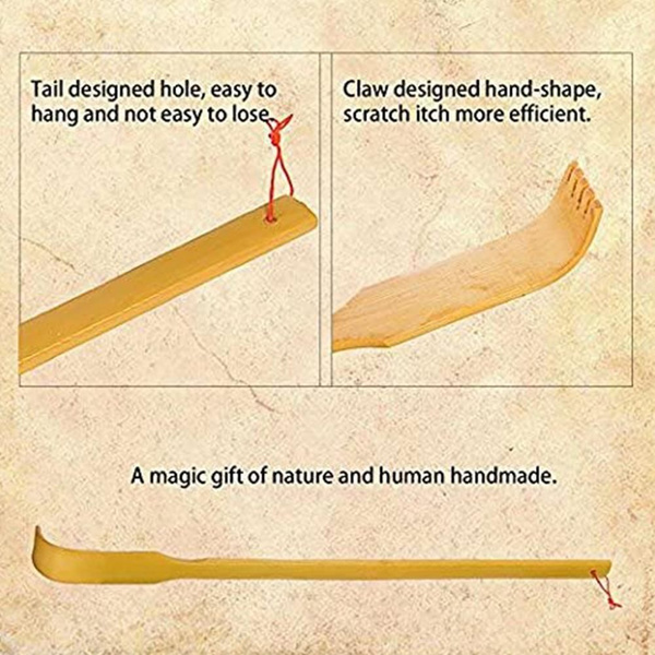 3pc Wooden Bamboo Back Scratcher & Body Massager (45cm)