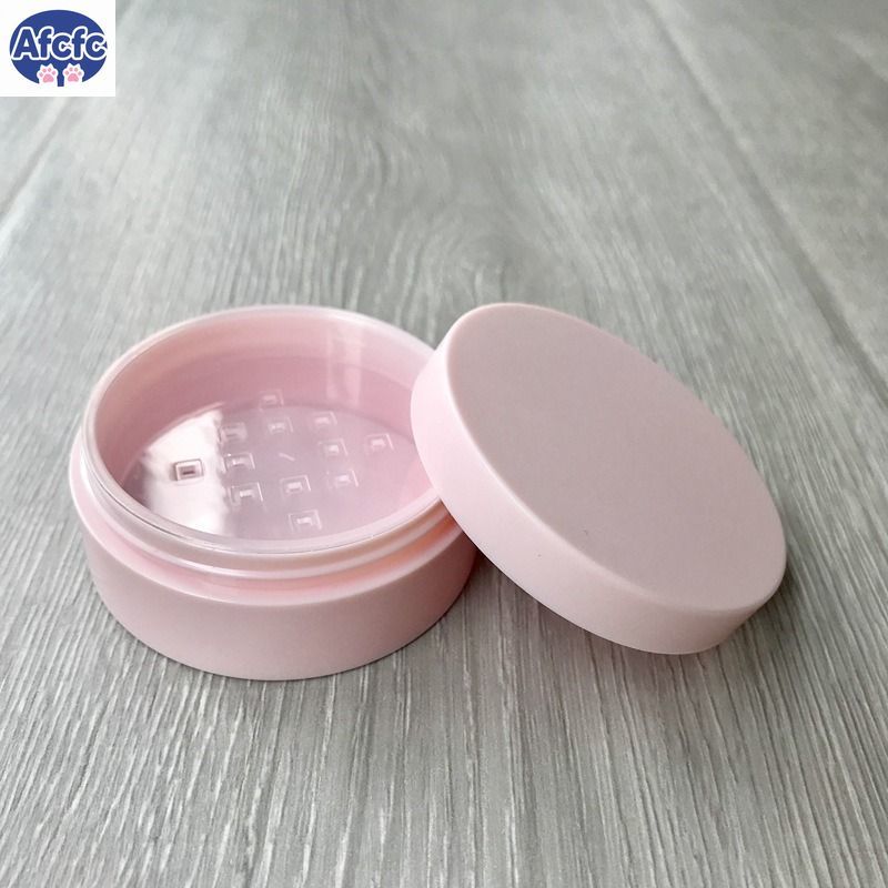 Light Pink Cosmetic Powder Puff Jar